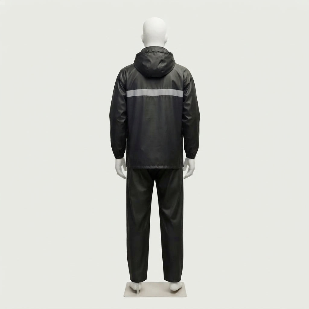 Premium Waterproof PVC Hooded Rain Suit with Reflective Stripe