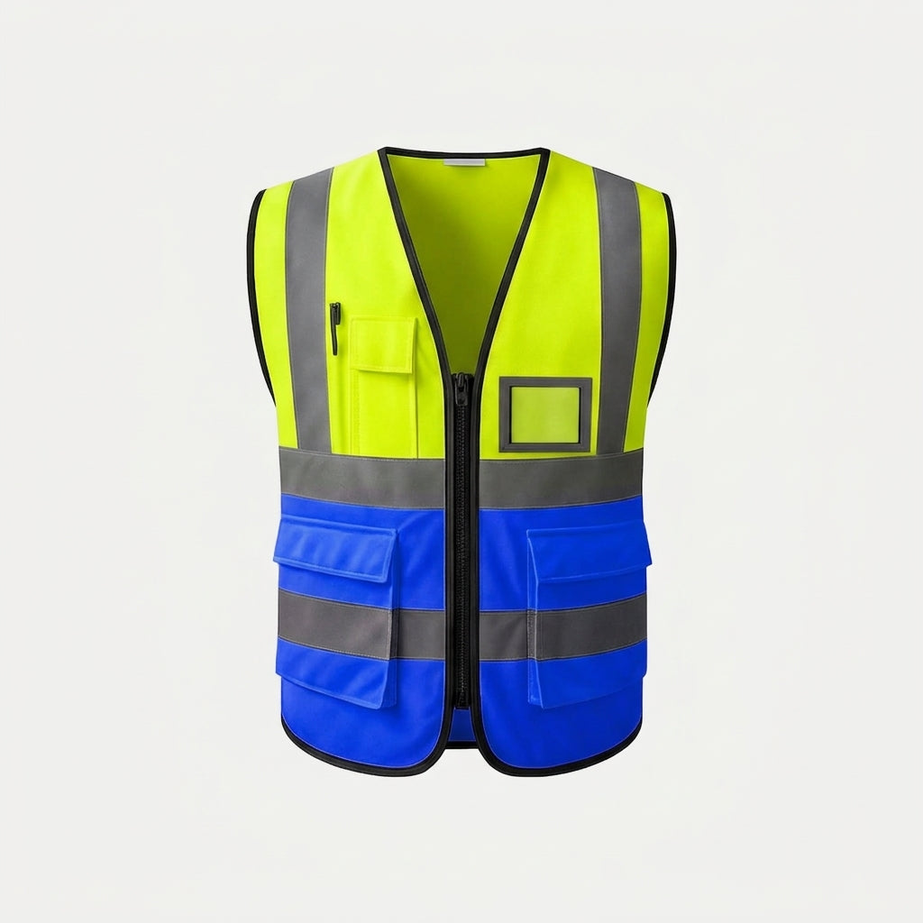 Premium Two-Tone High-Visibility Safety Vest with Pockets